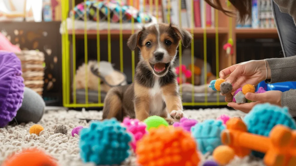 Welpe-am-Spielen-im-Wohnzimmer